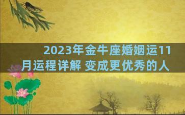 2023年金牛座婚姻运11月运程详解 变成更优秀的人